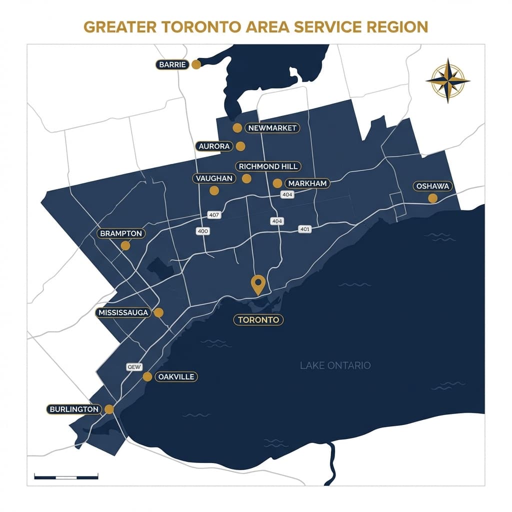 RenewStairs service area map covering Southern Ontario communities